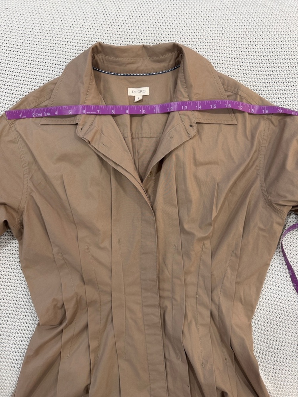 Pilcro‎ Pintuck Tan Mini Shirt Dress - Picture 10 of 14